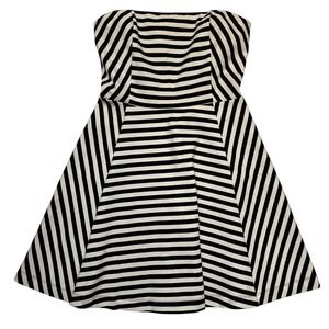 Express Black and White Striped Strapless Mini Dress Size 4‎